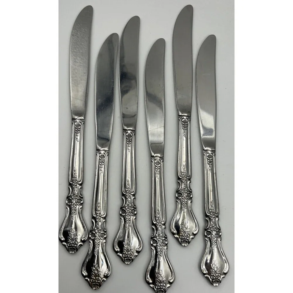 Set of 6 Oneida Distinction Deluxe KENNETT SQUARE Stainless Knives